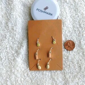 New! Three pairs of gorgeous pastel colored silver fish hook earrings.